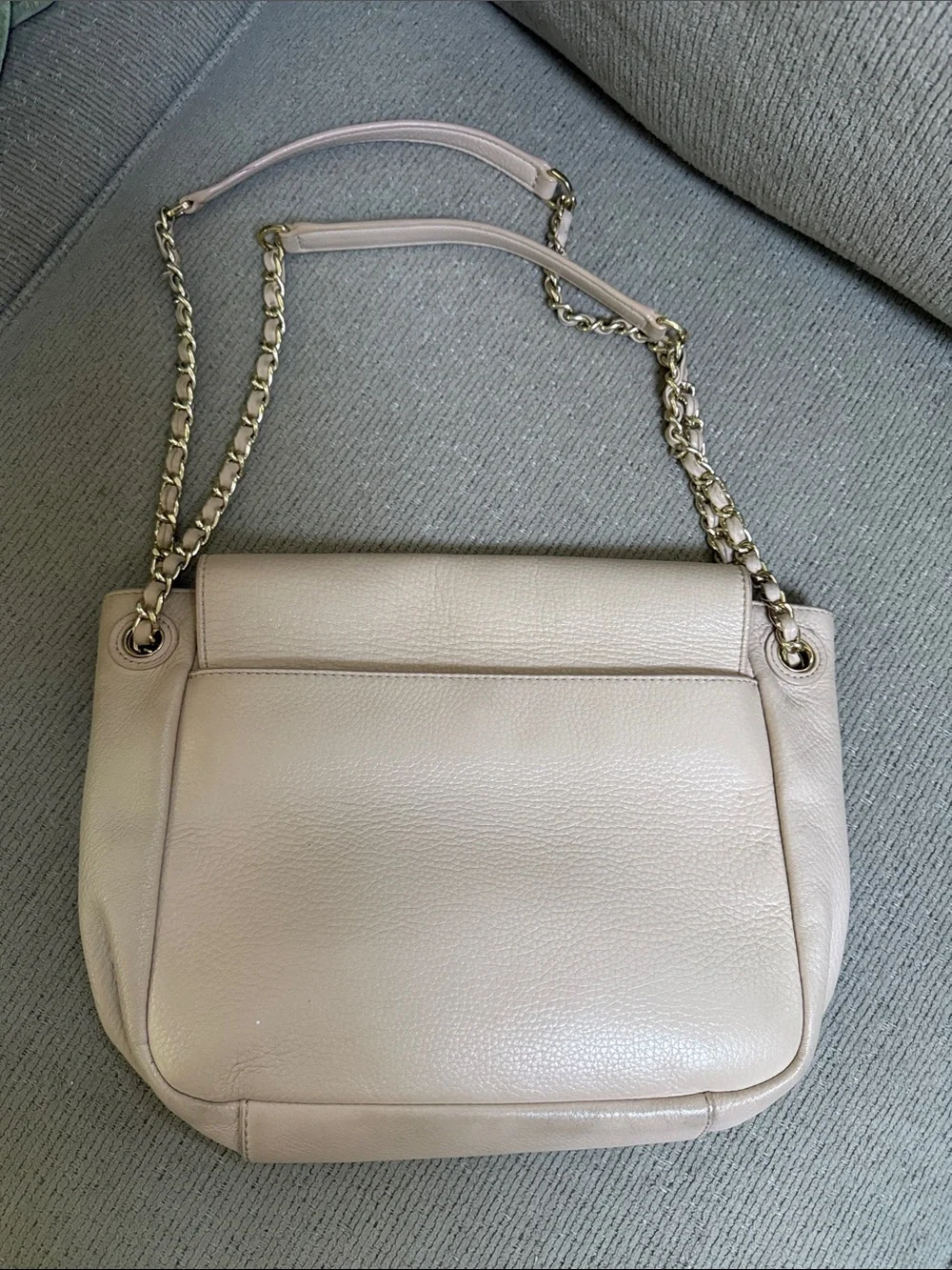 Tory Burch Blush Pebbled Leather Shoulder Bag with Chain Strap